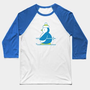 Little Blue Penguin Skiing Baseball T-Shirt